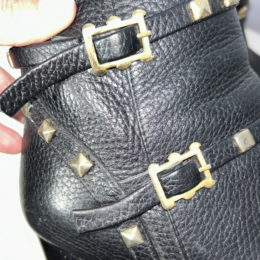 Jay & Dee Black Leather Boots Size 8.5 - Picture 2 of 11